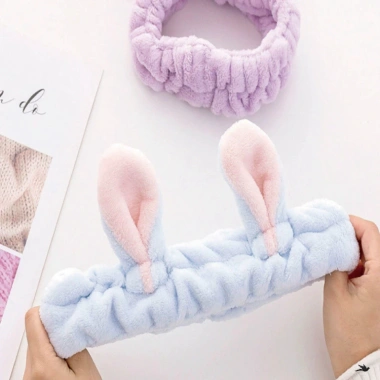 Băng Đô Cài Tóc Rửa Mặt Tai Thỏ Vô Tri Kute Cho Nam Nữ Siêu Cute Giá 28.800₫
