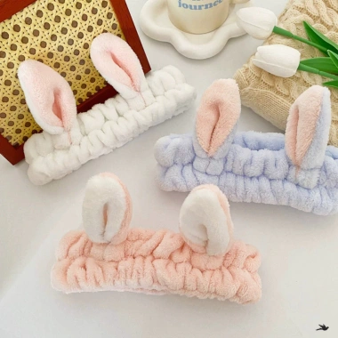 Băng Đô Cài Tóc Rửa Mặt Tai Thỏ Vô Tri Kute Cho Nam Nữ Siêu Cute Giá 28.800₫