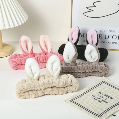 Băng Đô Cài Tóc Rửa Mặt Tai Thỏ Vô Tri Kute Cho Nam Nữ Siêu Cute Giá 28.800₫