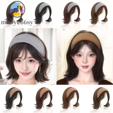 Băng Đô Đan Rộng Tóc Giả Hàn Quốc Vòng Nửa Đầu - Bob Sóng Tự Nhiên, Giá 193,320 VND