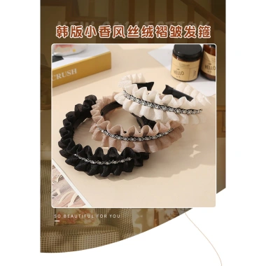 Băng đô Hàn Quốc xếp li đính kim cương, mũ vải sang trọng - chỉ 117.332₫