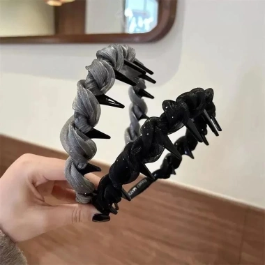 Băng đô lưới ren đen thanh lịch cho bé gái, kèm vòng tóc chữ U chống trượt, giá ưu đãi 6