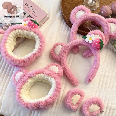 Băng Đô Quấn Tóc Gấu Dâu Ngọt Ngào, Chống Trượt, Dễ Thương, Phù Hợp Bé Gái, Giá Ưu Đãi 52.272₫