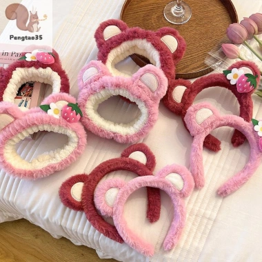 Băng Đô Quấn Tóc Gấu Dâu Ngọt Ngào, Chống Trượt, Dễ Thương, Phù Hợp Bé Gái, Giá Ưu Đãi 52.272₫