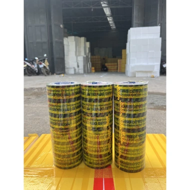 Băng keo cảnh báo hàng dễ vỡ 48mm lõi mỏng 1kg-1.5kg giá xưởng - Đại Cát