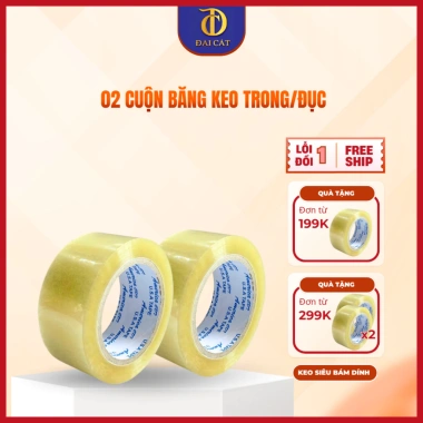Băng keo trong 2 cuộn Đài Cát - Dán chắc, bền, giảm giá 70.000 VND, không bán quà tặng
