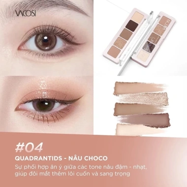 Bảng Phấn Mắt Vacosi 5 Ô Meteor Eyeshadow 5.5g - Màu Đậm, Lâu Trôi, Giá 174k