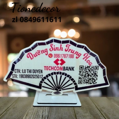 Bảng QR COD mèo thần tài gỗ in tài khoản ngân hàng, thiết kế tùy chỉnh, 36.750 VND