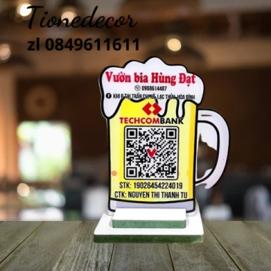 Bảng QR COD mèo thần tài gỗ in tài khoản ngân hàng, thiết kế tùy chỉnh, 36.750 VND