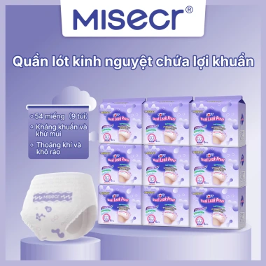 Băng vệ sinh dạng quần Misecr lợi khuẩn, kháng khuẩn, khử mùi - 54 miếng (9 gói) giảm giá 378.000₫