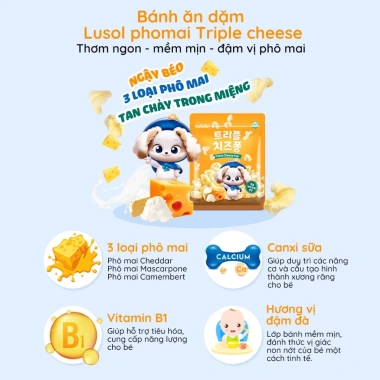 Bánh ăn dặm Lusol 12 tháng - dễ cầm nắm, tan nhanh, an toàn, không chiên dầu 2