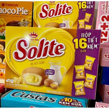 Bánh bông lan Solite tròn nhân kem, hộp 16 cái - Giá chỉ 69.000đ, giảm 22% 2 Bánh bông lan Solite tròn nhân kem, hộp 16 cái - Giá chỉ 69.000đ, giảm 22% 2
