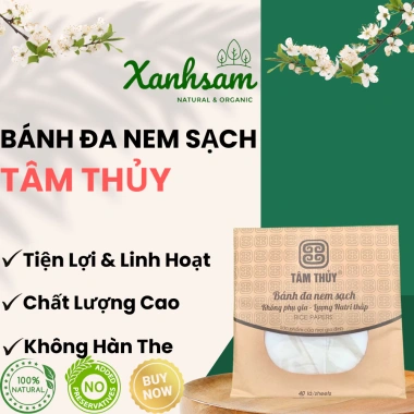 Bánh đa nem sạch size 18 & 24cm Tâm Thủy Xanh Sam Natural Organic giá 40.000đ