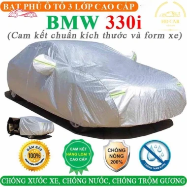 Bạt Phủ Xe Ô Tô BMW 320i 3 Lớp Ép Nhiệt Tráng Nhôm - Chống Nắng, Chống Mưa, Chống Cháy, Giá 299.000₫