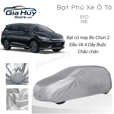 Bạt Phủ Xe Ô Tô BYD M6 Vải Dù Tráng Bạc Chống Mưa Nắng - Kèm Hộp Đựng