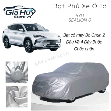 Bạt Phủ Xe Ô Tô BYD Sealion 6 Vải Dù Tráng Bạc Chống Mưa Nắng Kèm Hộp Đựng