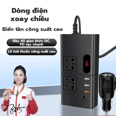 Biến Tần Ô Tô 12V/24V sang 220V, Cấp điện 200W cho mọi thiết bị, giảm giá 21% 3