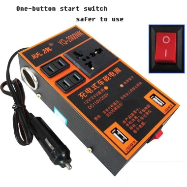Biến Tần Ô Tô 1.500W 24V đến 220V, Sạc Nhanh, Ổ Cắm Xe Hơi 145.000 VND