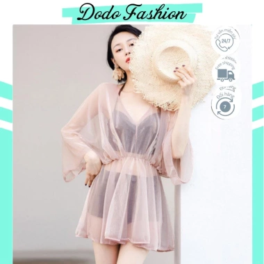 Bikini 2 mảnh Đồ Bơi Lưng Cao Dodo Fashion - Áo Choàng, Quần Nhún Cạp Cao, Che Bụng, Buộc Dây Sexy 2