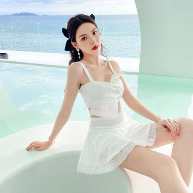 Bikini 2 Mảnh Váy Rời Đồ Bơi Voan Nơ Ngực Pikini Sexy Cao Cấp Áo Tắm Đi Biển Nữ Kín Đáo Che Mông Giấu Bụng LIZ-V323.2 3