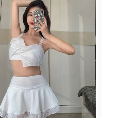 Bikini 2 Mảnh Váy Rời Đồ Bơi Voan Nơ Ngực Pikini Sexy Cao Cấp Áo Tắm Đi Biển Nữ Kín Đáo Che Mông Giấu Bụng LIZ-V323.2 8