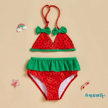 Bikini Aqua-baby Girl Nơ Dưa Hấu Đi Biển Mùa Hè Bộ Đồ Tắm Dễ Thương Điều Chỉnh 2