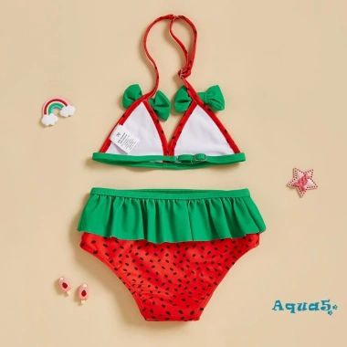 Bikini Aqua-baby Girl Nơ Dưa Hấu Đi Biển Mùa Hè Bộ Đồ Tắm Dễ Thương Điều Chỉnh 4