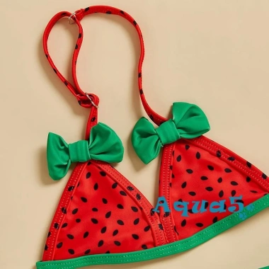 Bikini Aqua-baby Girl Nơ Dưa Hấu Đi Biển Mùa Hè Bộ Đồ Tắm Dễ Thương Điều Chỉnh 5