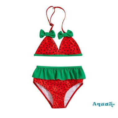 Bikini Aqua-baby Girl Nơ Dưa Hấu Đi Biển Mùa Hè Bộ Đồ Tắm Dễ Thương Điều Chỉnh 10