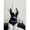 Bikini liền thân cổ chữ V phong cách Pháp, hoa hồng trắng tinh tế - Set HHQC BKN53 giảm giá 159k 6