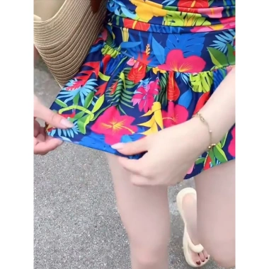 Bikini Liền Váy Hoa Lá Che Khuyết Điểm Bigsize Dây Buộc Cổ Giá Cực Sốc 149k 6