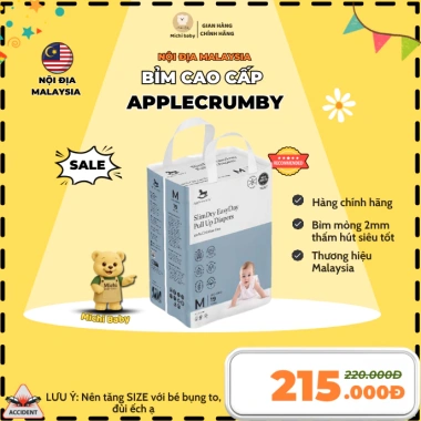 Bỉm Ngày Applecrumby Slimdry Mini Pull Ups Cho Bé S‑XXL, Giá 210.000 VNĐ Michi Baby