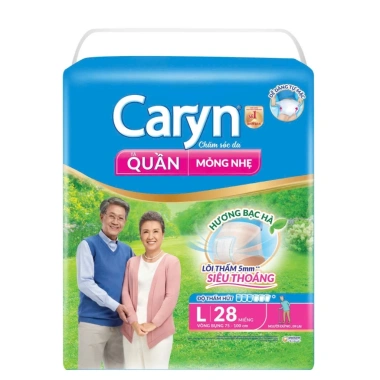 Bỉm người già CARYN dạng quần mỏng thoáng - Size M32 L28 XL24 XL12+2 - Giá chỉ 335.000 VNĐ