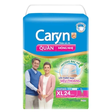Bỉm người già CARYN dạng quần mỏng thoáng - Size M32 L28 XL24 XL12+2 - Giá chỉ 335.000 VNĐ