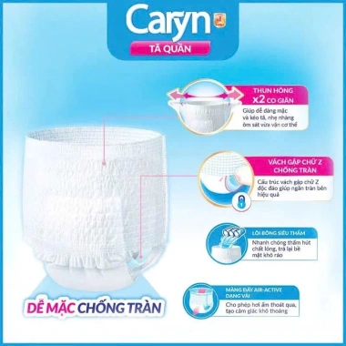 Bỉm người già CARYN dạng quần mỏng thoáng - Size M32 L28 XL24 XL12+2 - Giá chỉ 335.000 VNĐ