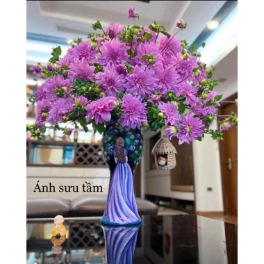 Bình cắm hoa 3D Gốm Bát Tràng hình cô gái màu tím - Gốm cao cấp, giá 345.000₫