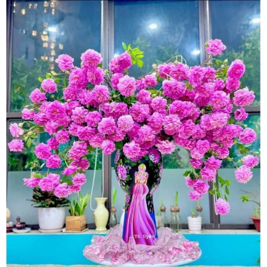 Bình cắm hoa 3D Gốm Bát Tràng hình cô gái màu tím - Gốm cao cấp, giá 345.000₫