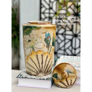 Bình cắm hoa Bát Tràng thạp vai vuông 31x11cm, vẽ tay - gốm sứ đẹp giá rẻ 8