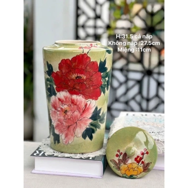 Bình cắm hoa Bát Tràng thạp vai vuông 31x11cm, vẽ tay - gốm sứ đẹp giá rẻ 9