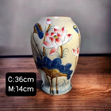Bình cắm hoa men rạn họa tiết hoa sen cao cấp Bát Tràng GSNP - Giá chỉ 350.000đ 6 Bình cắm hoa men rạn họa tiết hoa sen cao cấp Bát Tràng GSNP - Giá chỉ 350.000đ 6