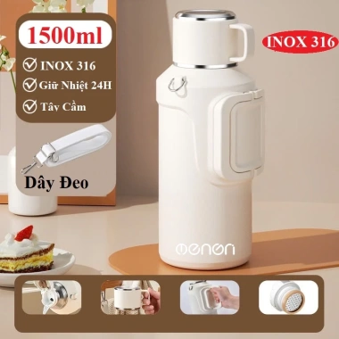 Bình Giữ Nhiệt 1500ml INOX 316 Giữ Nhiệt 24H Tay Cầm Dây Đẹp - Giảm 87600đ còn 365000đ 2 Bình Giữ Nhiệt 1500ml INOX 316 Giữ Nhiệt 24H Tay Cầm Dây Đẹp - Giảm 87600đ còn 365000đ 2
