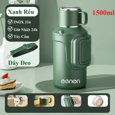 Bình Giữ Nhiệt 1500ml INOX 316 Giữ Nhiệt 24H Tay Cầm Dây Đẹp - Giảm 87600đ còn 365000đ 12 Bình Giữ Nhiệt 1500ml INOX 316 Giữ Nhiệt 24H Tay Cầm Dây Đẹp - Giảm 87600đ còn 365000đ 12