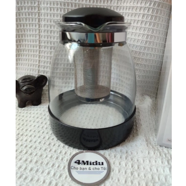 Bình lọc trà thủy tinh 1.300ml sang trọng - Lỗ lọc inox, dùng cho trà và cafe, giá 69k