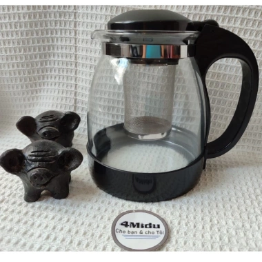 Bình lọc trà thủy tinh 1.300ml sang trọng - Lỗ lọc inox, dùng cho trà và cafe, giá 69k
