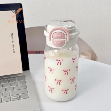 Bình Nước Dễ Thương RRLNMD Ống Hút Nhựa Di Động, Nắp Bật Lên, Chống Rò Rỉ, Kawaii Trẻ Em 51.000₫
