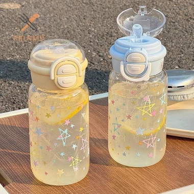 Bình Nước Dễ Thương RRLNMD Ống Hút Nhựa Di Động, Nắp Bật Lên, Chống Rò Rỉ, Kawaii Trẻ Em 51.000₫
