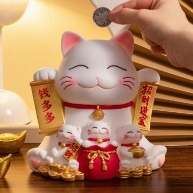 Bình Tiền Vinyl Lucky Cat Chống Sốc, Thay Đổi Dung Lượng Lớn, Đồ Trang Trí & Quà Tặng Học Sinh - Giá Ưu Đãi