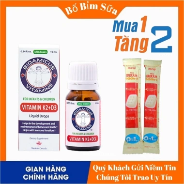 BioAmicus Vitamin K2+D3 Bao Kép Chống Còi Xương, Tăng Chiều Cao Bé - Giá 309.200₫