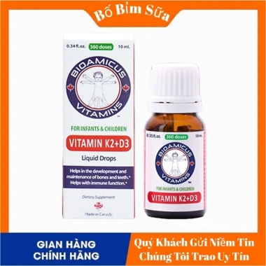 BioAmicus Vitamin K2+D3 Bao Kép Chống Còi Xương, Tăng Chiều Cao Bé - Giá 309.200₫