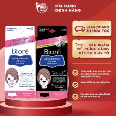 Bioré Miếng Dán Mũi Lột Mụn 4 Miếng - Giảm Mụn Nhanh, Giá Ưu Đãi 36.000 VND